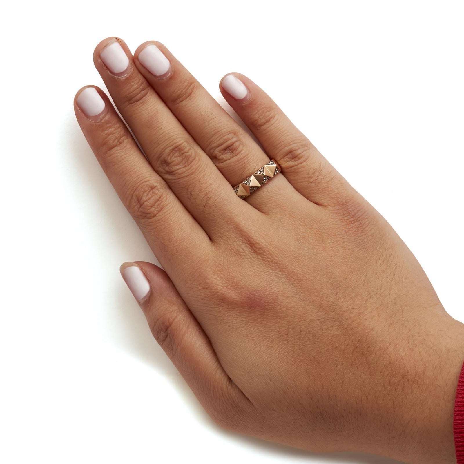 14K Rose Gold 1/4 Cttw Brown Diamond Pyramid Band Ring (Brown Color, SI1-SI2 Clarity)- Size 7-4