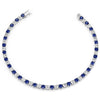 7.50 CTW AGI Certified Lab Created Blue Sapphire & Diamond Tennis Bracelet in 14K White Gold Overlay-1