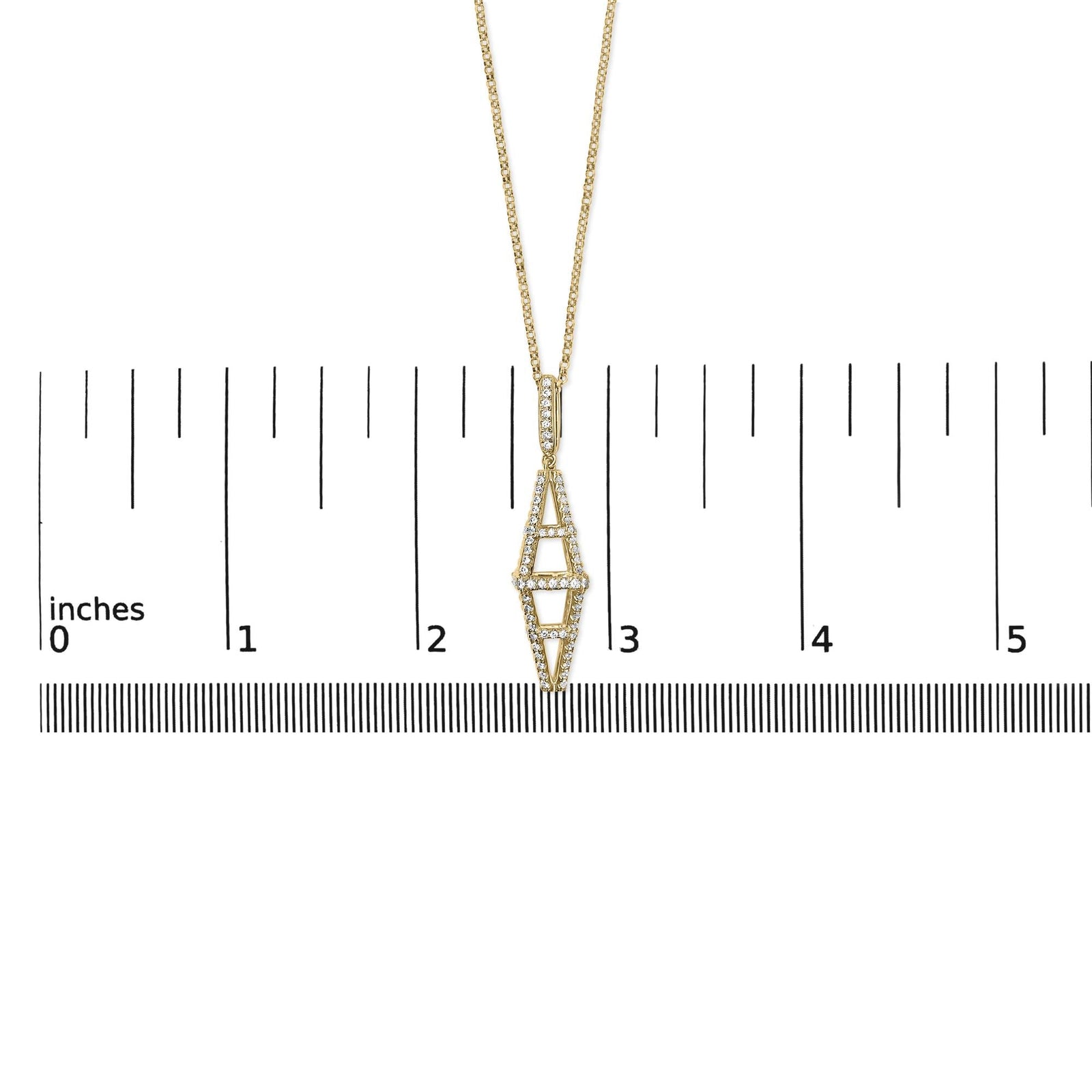 14K Yellow Gold 1.0 Cttw Diamond Studded Geometric Double Pyramid 18" Pendant Necklace (G-H Color, SI1-SI2 Clarity)-4
