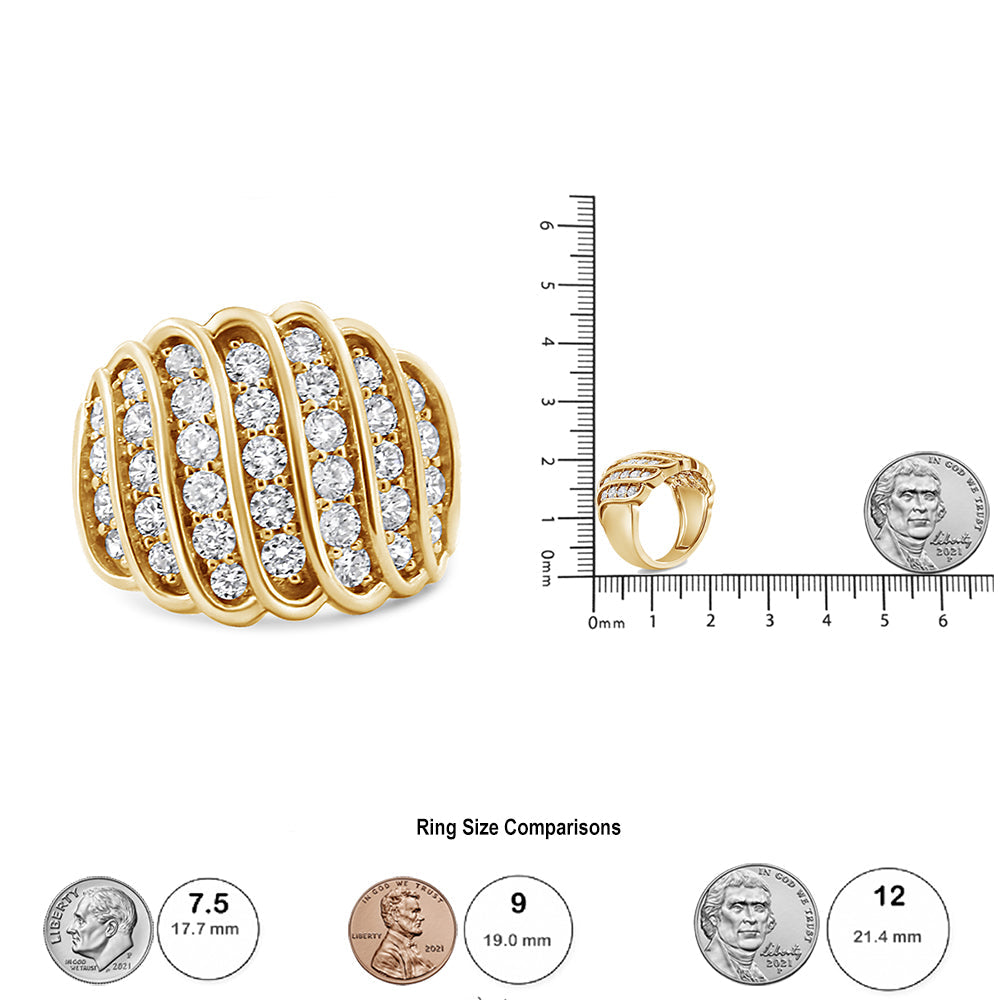 14K Yellow Gold Plated .925 Sterling Silver 2.00 Cttw Diamond Multi Row Band Ring (J-K Color, I1-I2 Clarity)-4