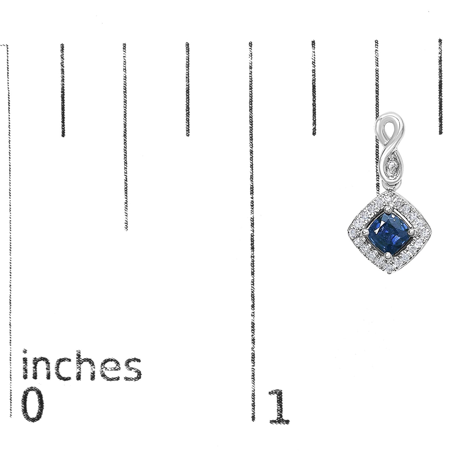 10K White Gold Blue  Sapphire and Diamond Halo Cushion Shaped Drop Earrings (I-J Color, I1-I2 Clarity)-4