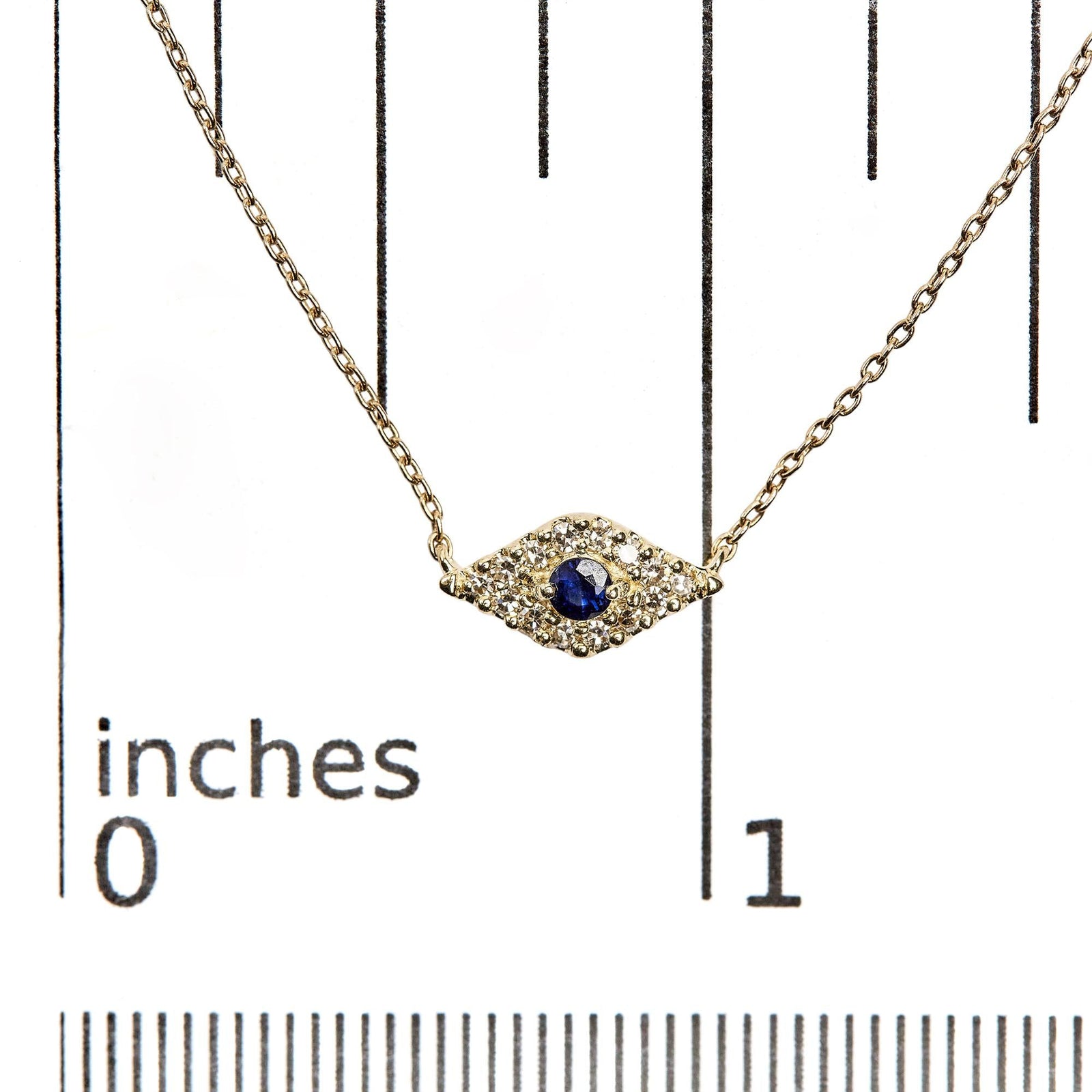 10K Yellow Gold Blue Sapphire and Diamond Accented Evil Eye 18" Inch Pendant Necklace (H-I Color, I1-I2 Clarity)-4