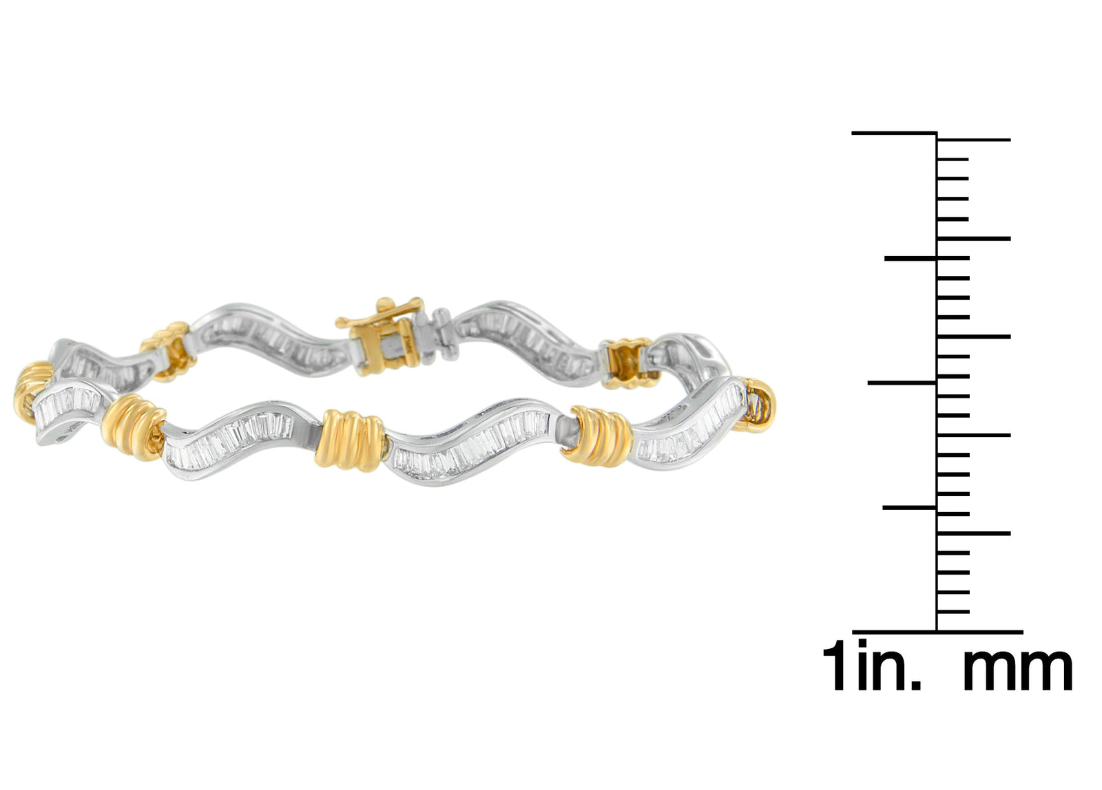 Original Classics 10K Two-Tone Gold Baguette Cut Diamond Spiral Bracelet (2.00 cttw, H-I Color, I1-I2 Clarity)-3