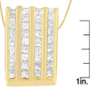 14K Yellow Gold 2 1/3 cttw Princess Cut Diamond Block Pendant Necklace (H-I, SI1-SI2)-3