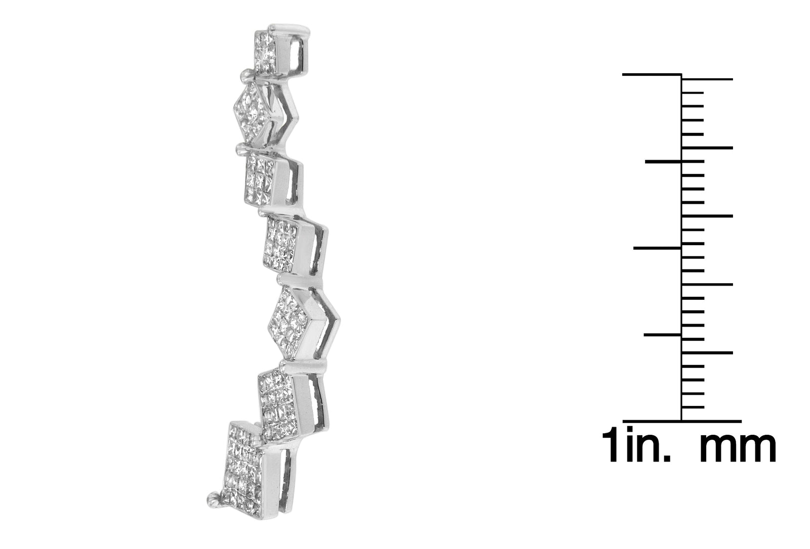 10K White Gold 1 cttw Diamond Snake Curved Pendant Necklace (H-I, I1-I2)-3