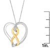 14K Gold and Silver Heart Bow Pendant Necklace-3