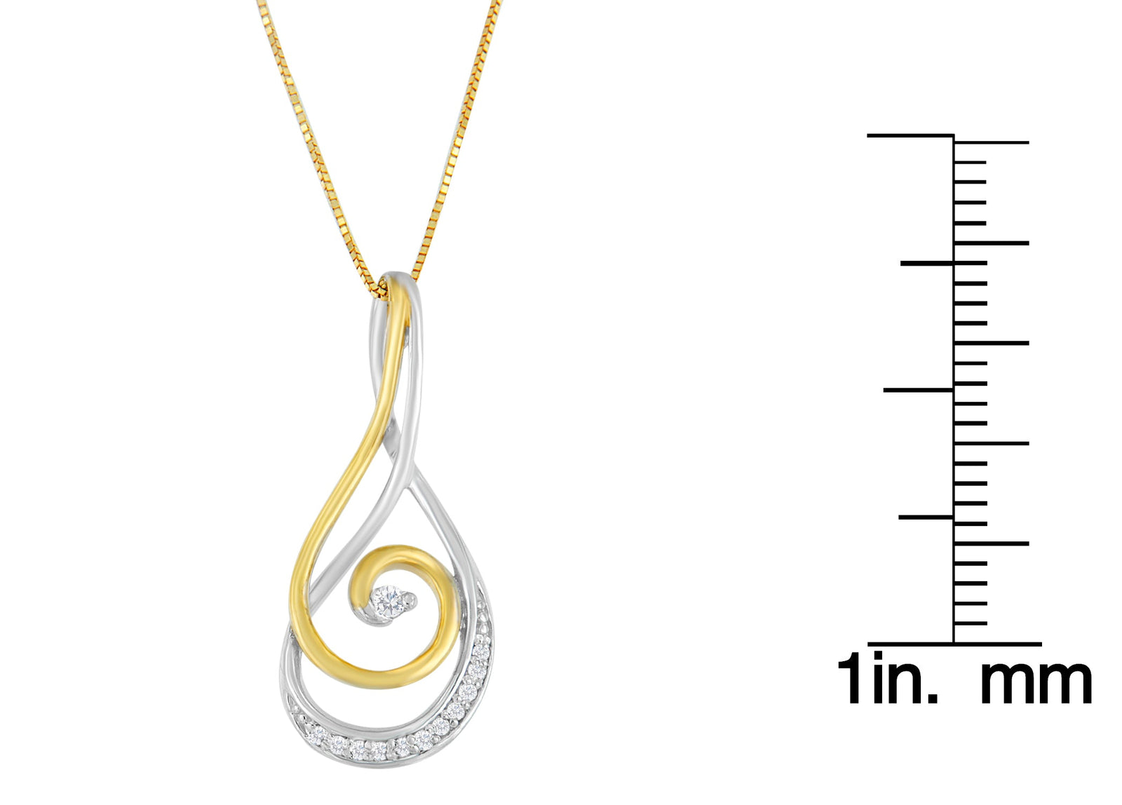 Espira 10K Two-Tone Gold Round Cut Diamond Sparkling Spiral Pendant Necklace (1/6 cttw, J-K Color, I2-I3 Clarity)-3