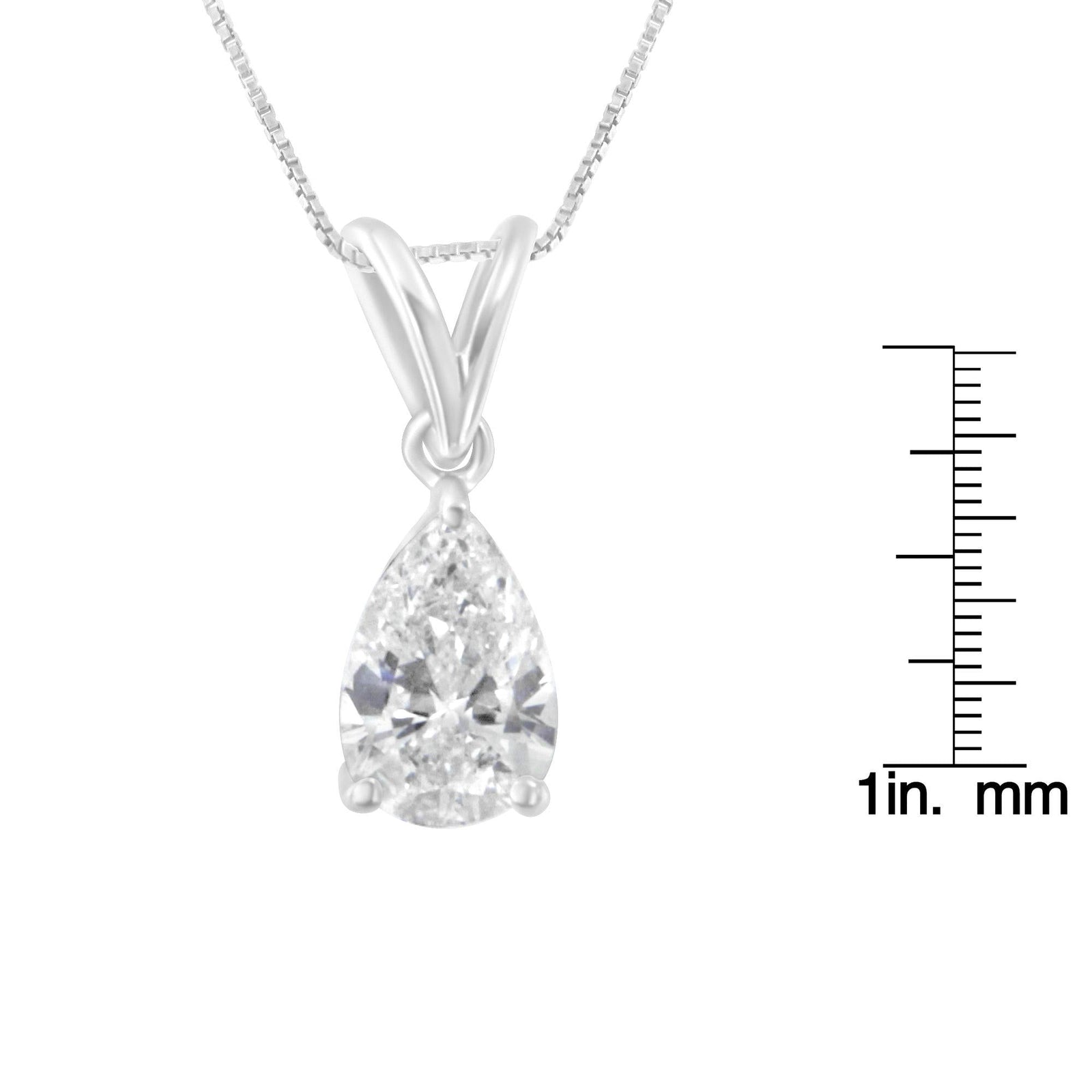 IGI certified 10K White Gold 1/2 cttw Diamond Pear Pendant Necklace (I-J, I1)-3