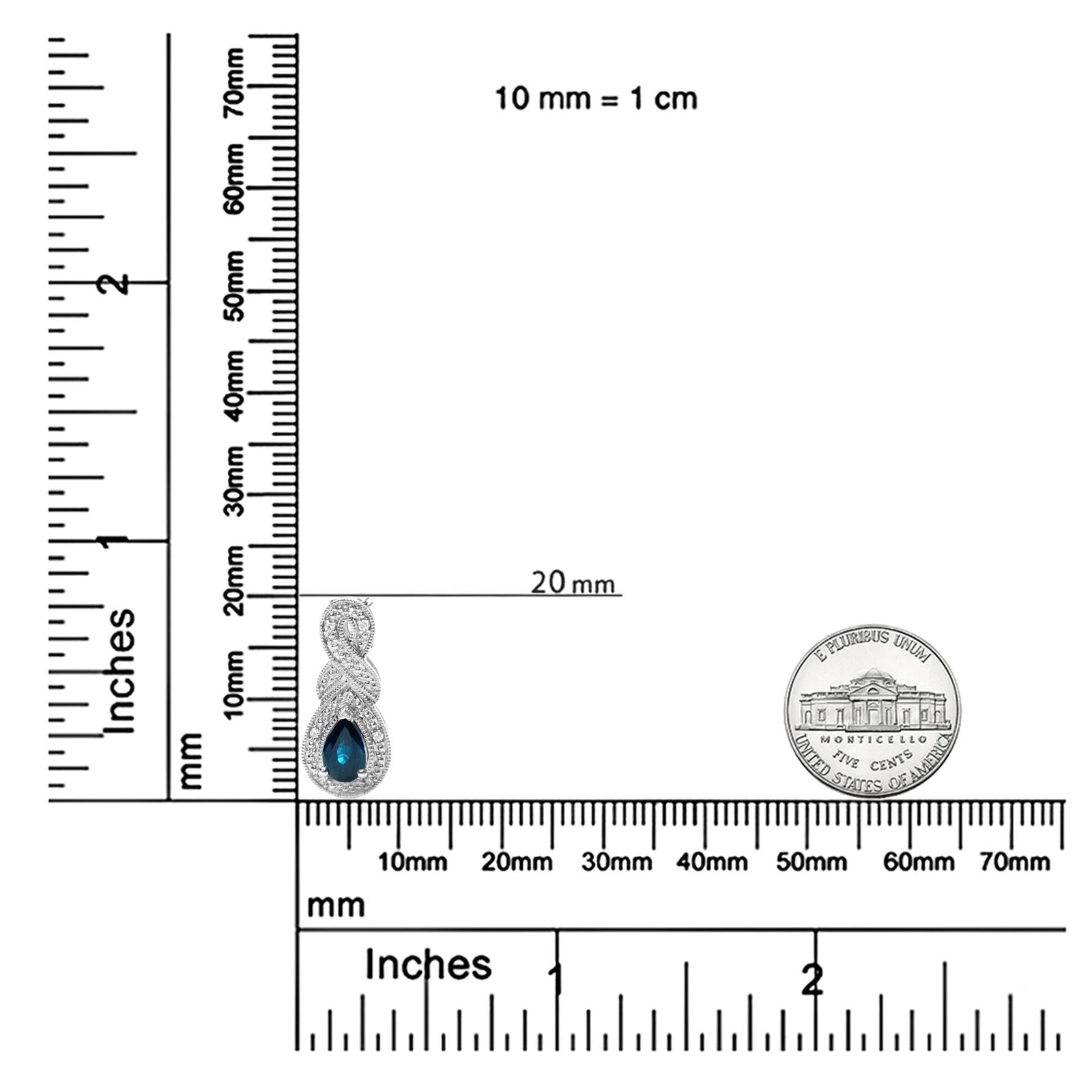 .925 Sterling Silver 6x4mm Pear Sapphire and Diamond Accent Infinity Drop 18" Pendant Necklace (H-I Color, SI1-SI2 Clarity)-4