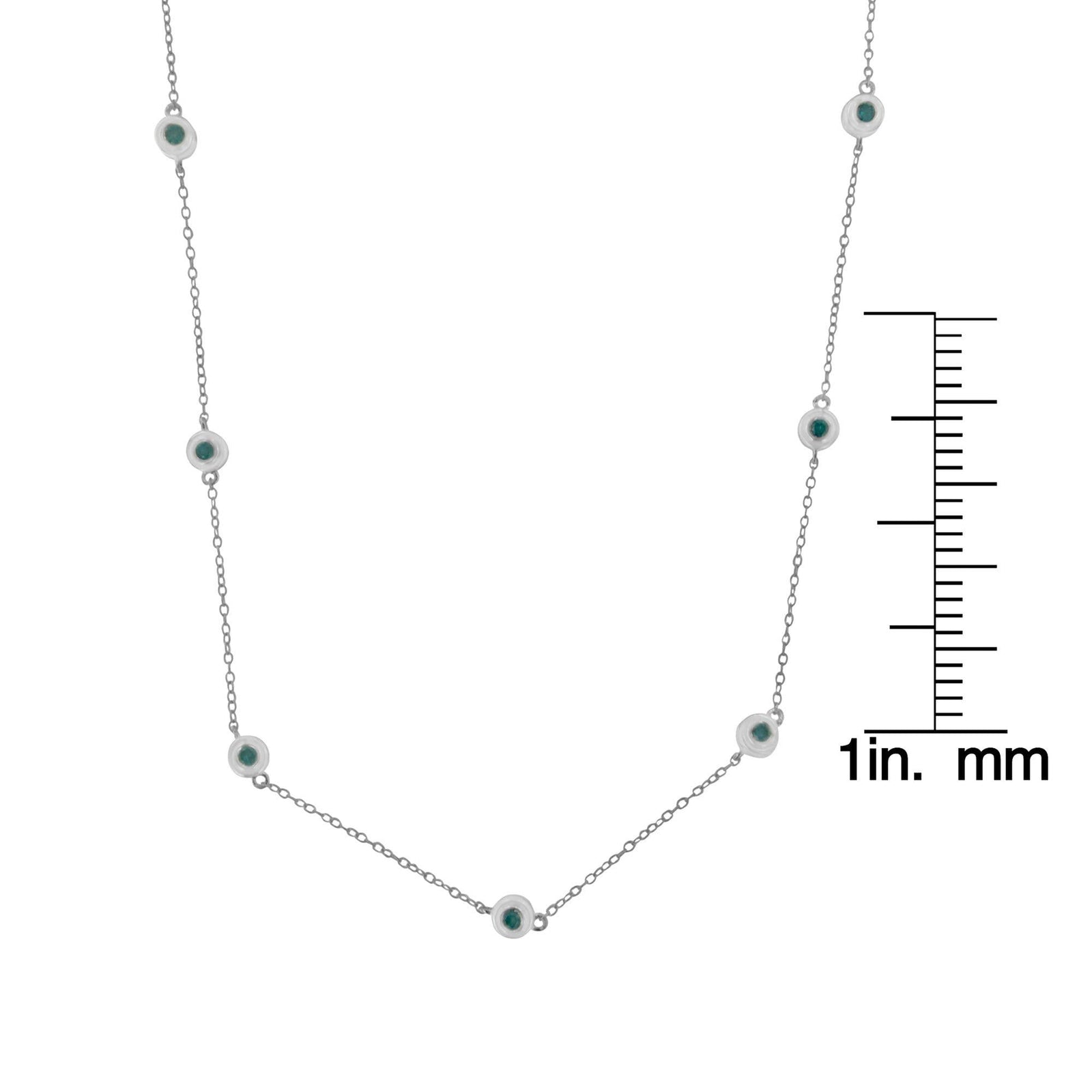 Sterling Silver Treated Diamond By Yard Necklace (3/4 cttw, Blue Color, I2-I3 Clarity)-4