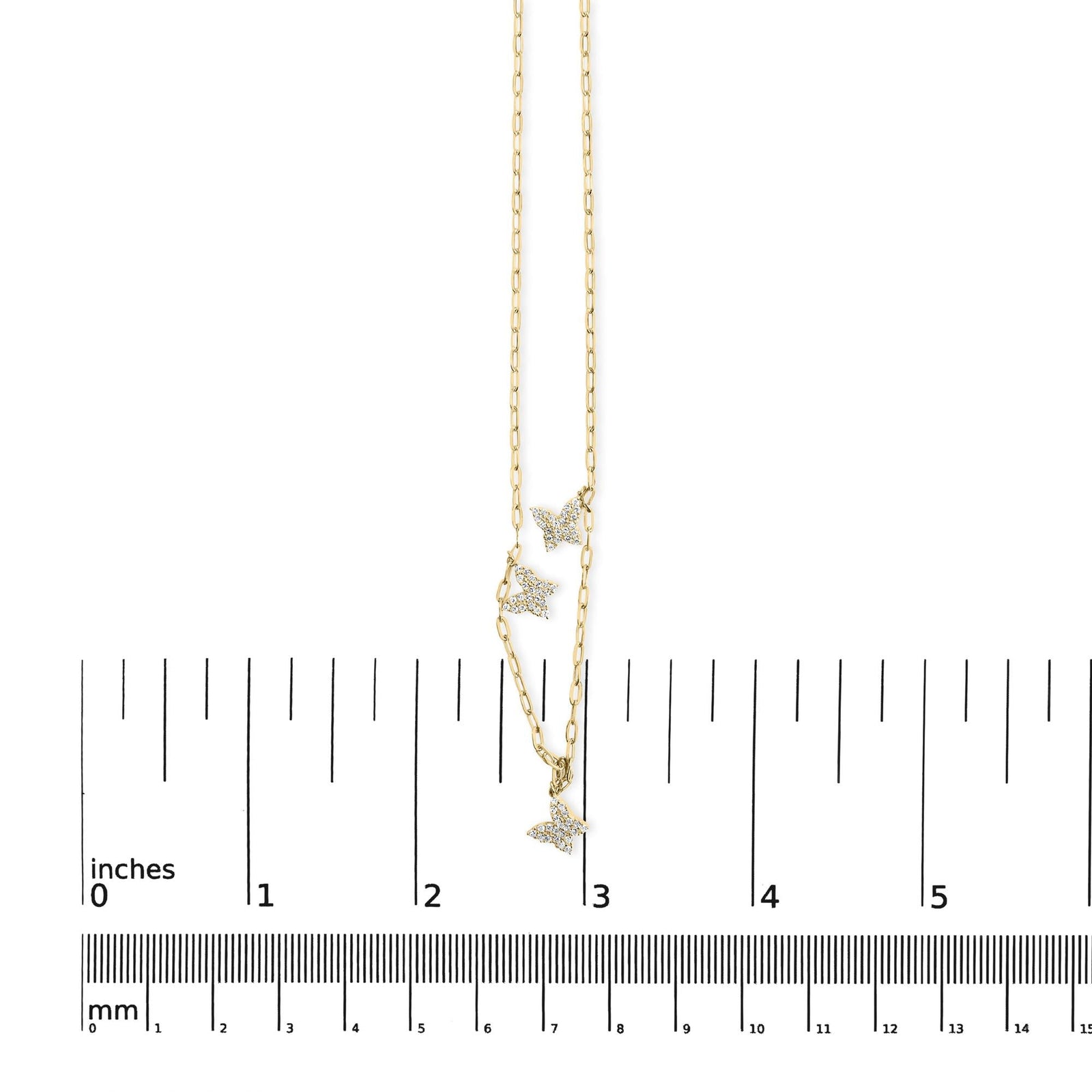 14KT Yellow Gold 1/2 Cttw Diamond Butterfly Station Paperclip Station Necklace (I-J Color, I1-I2 Clarity) - Adjustable 15"-17" Inches-4