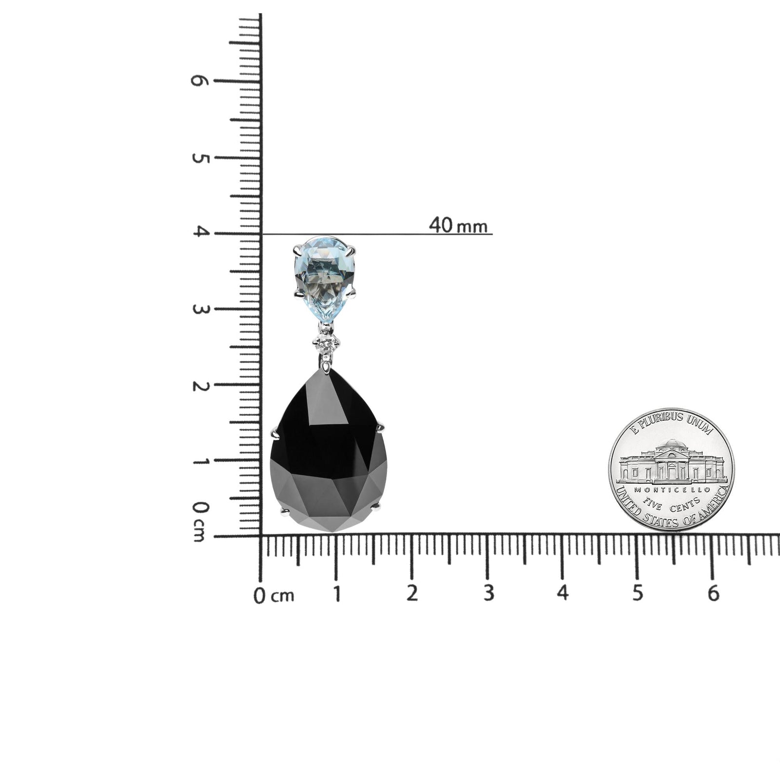 18K White Gold 1/5 Cttw Diamond with Pear Cut Sky Blue Topaz and Pear-Cut Black Onyx Gemstone Dangle Earring (G-H Color, SI1-SI2 Clarity)-4