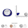 18K White Gold 14mm White Quartz and 1/5 Cttw Diamond Halo with Blue Enamel Dome Ring (F-G Color, VS1-VS2 Clarity)-4