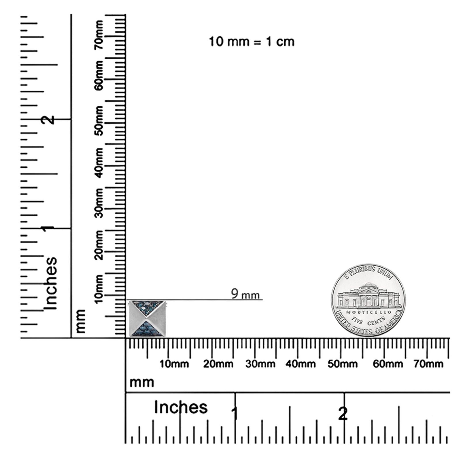 14K White Gold 1/4 Cttw Treated Blue Diamond Matte Finished Pyramid Pendant Necklace (Blue Color, SI1-SI2 Clarity) - 18" Inches-4