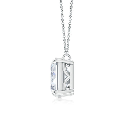 AGI Certified Lab-Grown Emerald-Cut & Pear Diamond Two-Stone Pendant in 14K White Gold – Choice of 1ctw or 2ctw-1