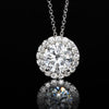 AGI Certified Lab-Grown Diamond Halo Pendant Necklace in 14kt White Gold – 1 CTW or 2 CTW-1