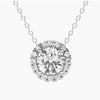 AGI Certified Lab-Grown Diamond Halo Pendant Necklace in 14kt White Gold – 1 CTW or 2 CTW-0