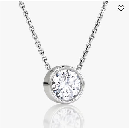 AGI Certified 1.00 Ctw Bezel Set Round Lab Grown Diamond Pendant - G/VS Clarity in Choice of 14K White or Yellow Gold