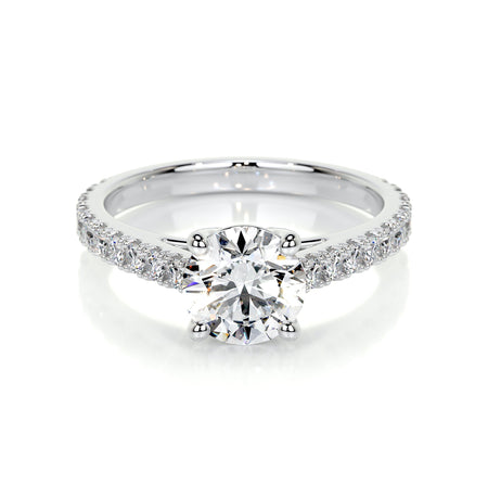 Round Brilliant Lab Grown Diamond Channel Setting Engagement Ring (F/VS) in 14K White Gold-0