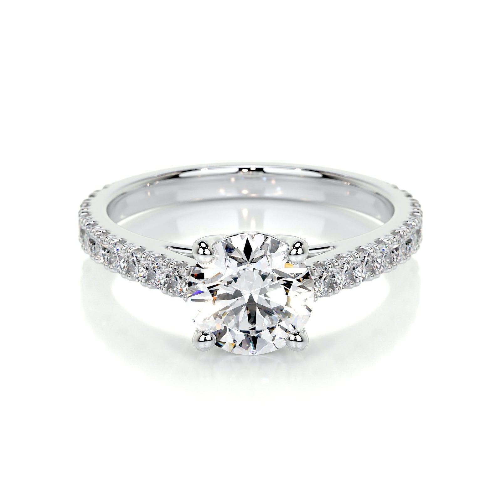 Round Brilliant Lab Grown Diamond Channel Setting Engagement Ring (F/VS) in 14K White Gold-0