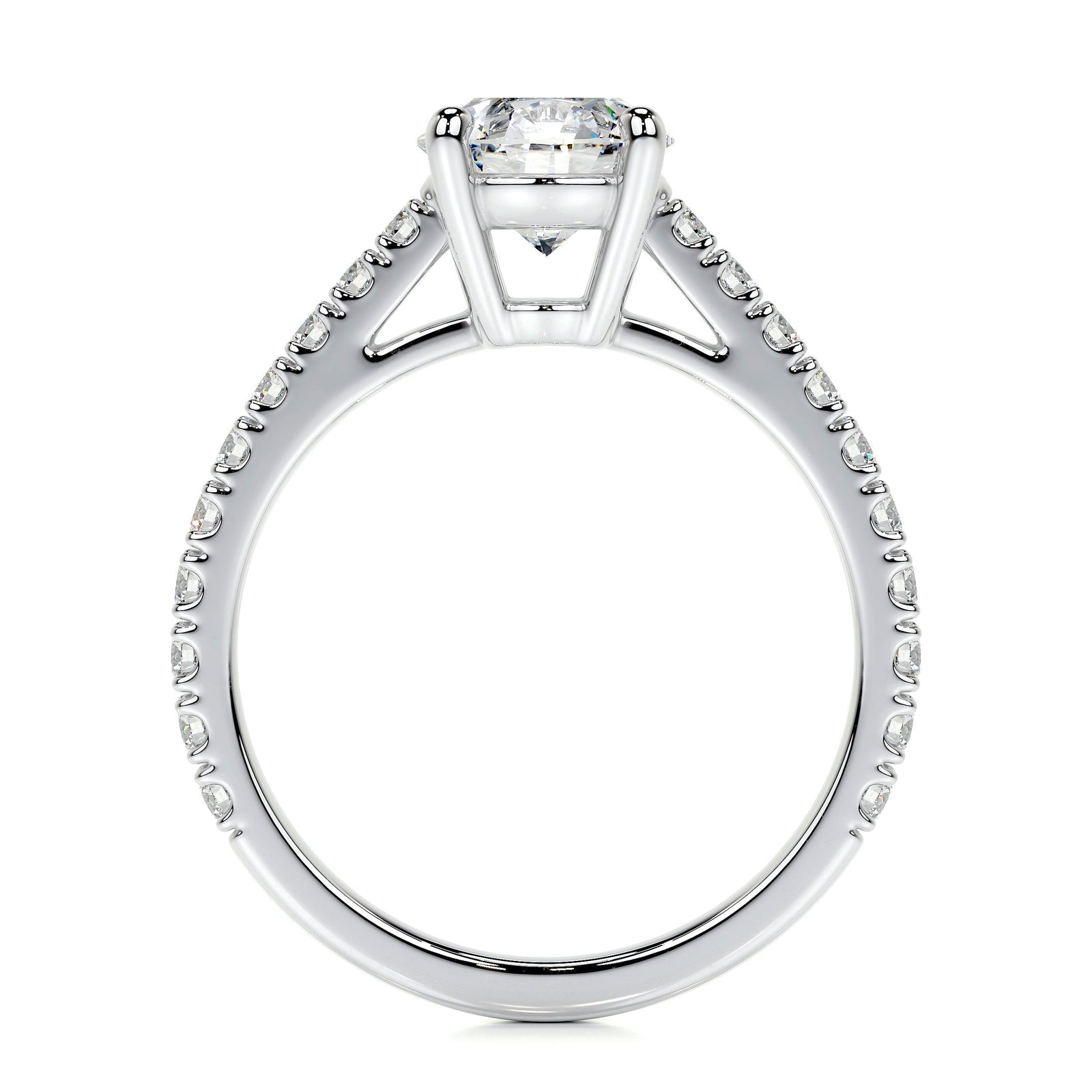 Round Brilliant Lab Grown Diamond Channel Setting Engagement Ring (F/VS) in 14K White Gold-1