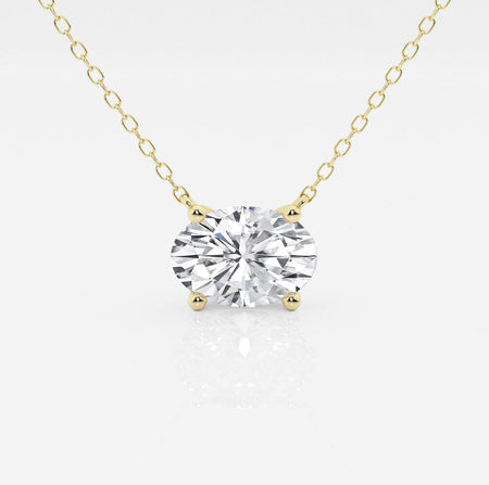 1.00 Ctw Oval Lab Grown Diamond Solitaire Pendant In White /Yellow-0