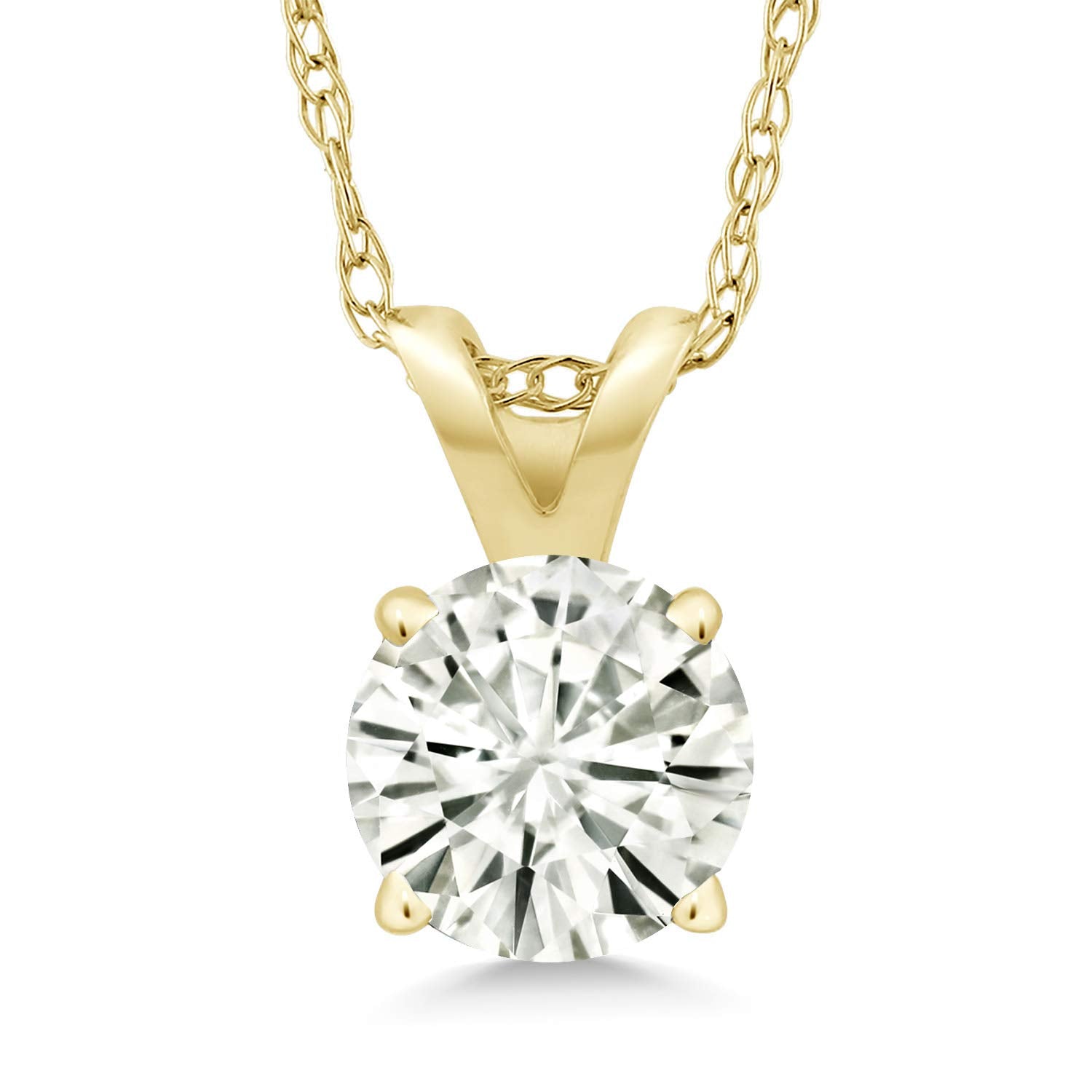 .80 CTW Certified Genuine Moissanite Solitaire Pendant Necklace - Choice of 14k White or Yellow Gold-4