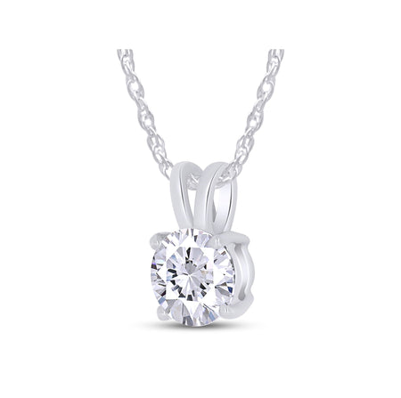 .80 CTW Certified Genuine Moissanite Solitaire Pendant Necklace - Choice of 14k White or Yellow Gold-1