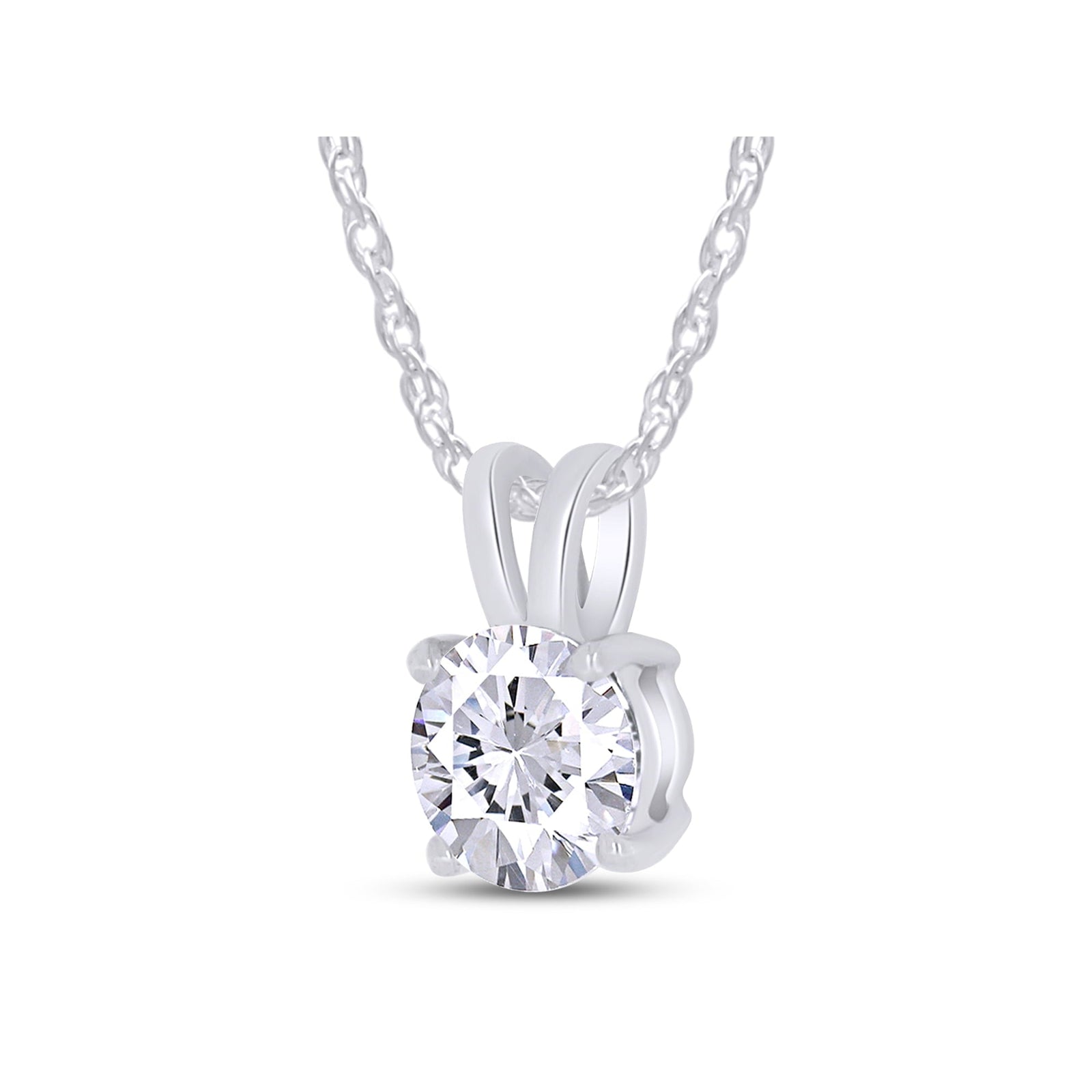 .80 CTW Certified Genuine Moissanite Solitaire Pendant Necklace - Choice of 14k White or Yellow Gold-1