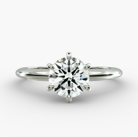 3.00 CTW AGI Certified Round Lab Grown Diamond Six Prong Solitaire Engagement Ring - F-VS Clarity in 14K White Gold-0