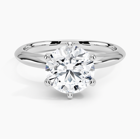 3.00 CTW AGI Certified Round Lab Grown Diamond Six Prong Solitaire Engagement Ring - F-VS Clarity in 14K White Gold-1