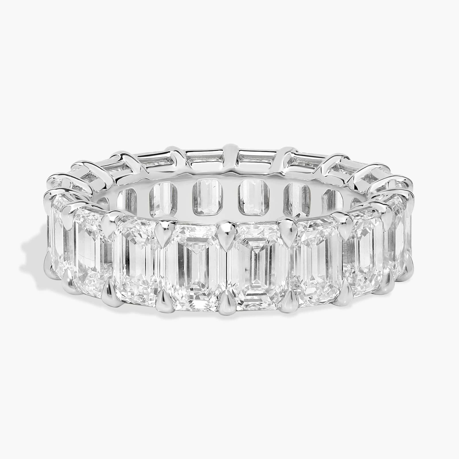5.00 CTW Created Moissanite Emerald Cut Eternity Band Ring in 14k White Gold Overlay-1