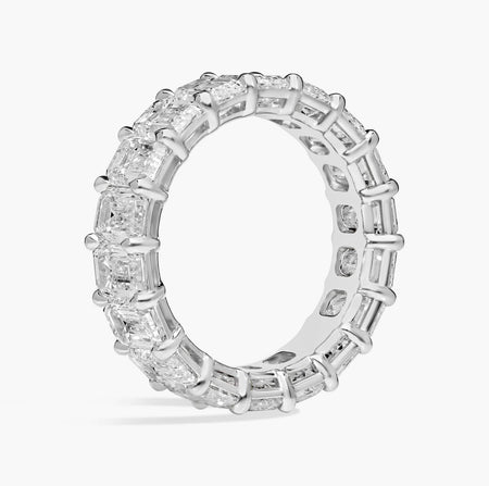 5.00 CTW Created Moissanite Emerald Cut Eternity Band Ring in 14k White Gold Overlay-0