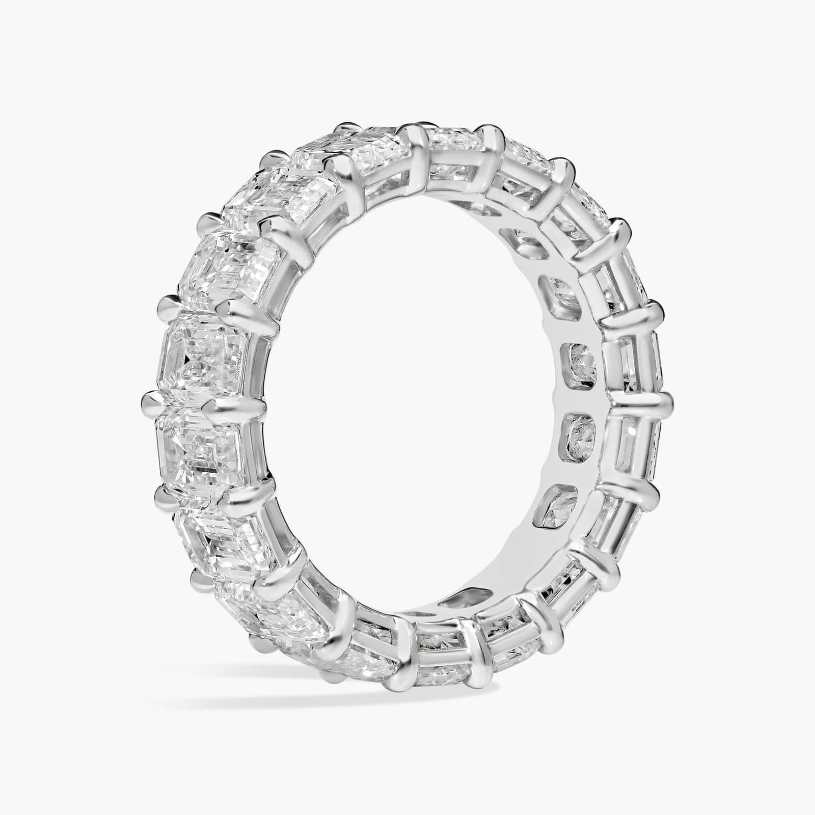 5.00 CTW Created Moissanite Emerald Cut Eternity Band Ring in 14k White Gold Overlay-0