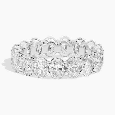 5.00 CTW Created Moissanite Oval Eternity Band Ring in 14k White Gold Overlay-1