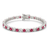 7.50 CTW AGI Certified Lab Created Ruby & Diamond Tennis Bracelet in 14K White Gold Overlay-0