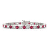 7.50 CTW AGI Certified Lab Created Ruby & Diamond Tennis Bracelet in 14K White Gold Overlay-2