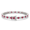 7.50 CTW AGI Certified Lab Created Ruby & Diamond Tennis Bracelet in 14K White Gold Overlay-1