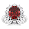 AGI Certified 3CTW Oval Lab Ruby Princess Diana Ring With Lab Diamond Halo in Choice of 14K White or Yellow Gold - 9x7mm-0