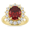 AGI Certified 3CTW Oval Lab Ruby Princess Diana Ring With Lab Diamond Halo in Choice of 14K White or Yellow Gold - 9x7mm-2