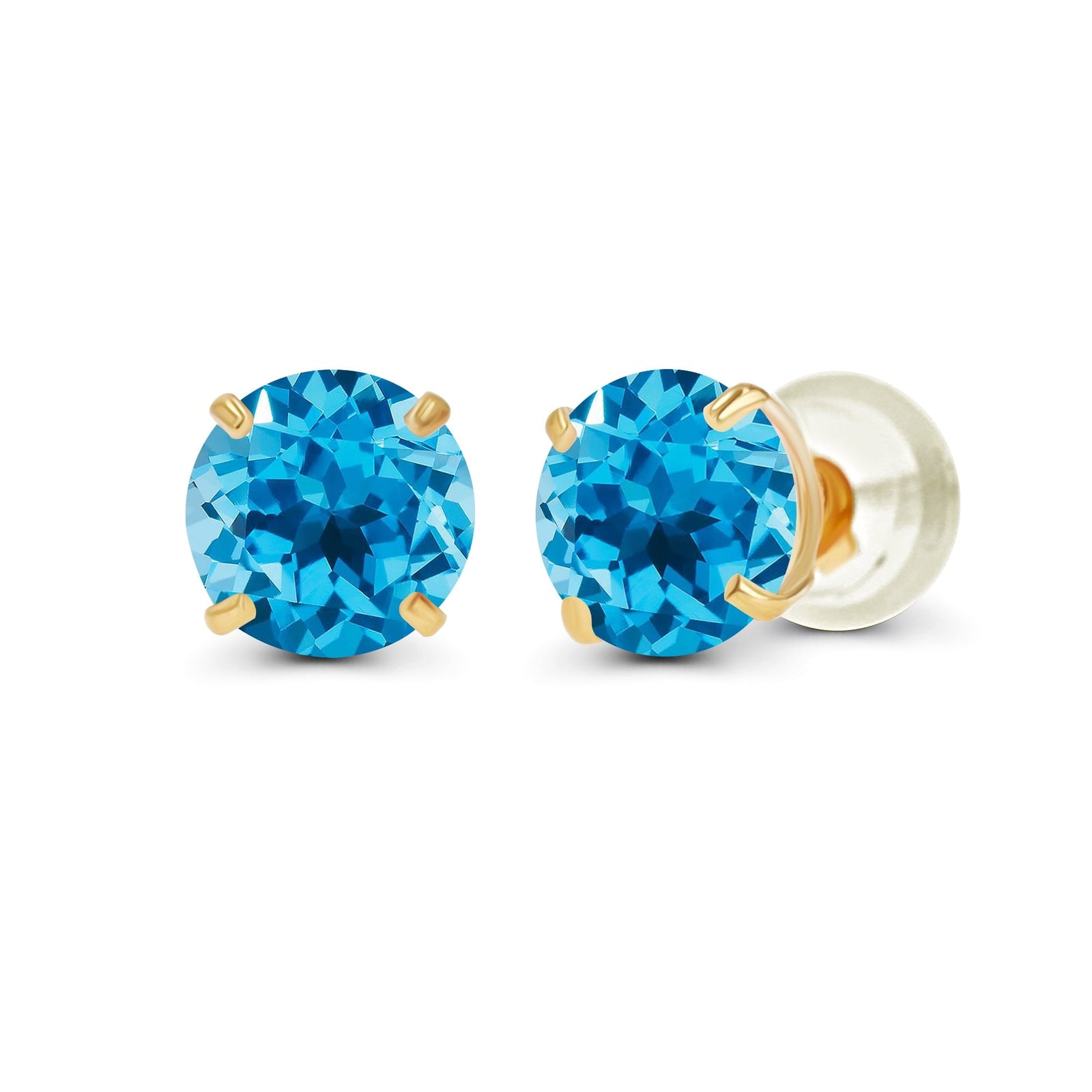 2.00 CTW Natural Swiss Blue Topaz Stud Earrings in 14K Yellow Gold-0