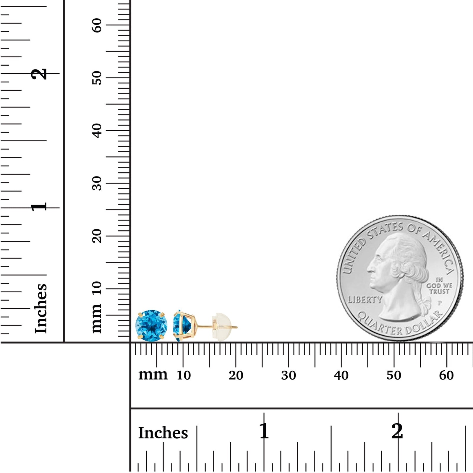 2.00 CTW Natural Swiss Blue Topaz Stud Earrings in 14K Yellow Gold-2