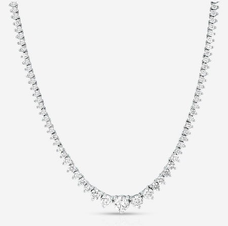 20 CT Created White Sapphire Graduated Tennis Necklace - G-H Color, SI Clarity