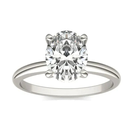 2.00 CTW AGI Certified  Oval Lab Grown Diamond Solitaire Engagement Ring in 14K White Gold (G-VS)-0