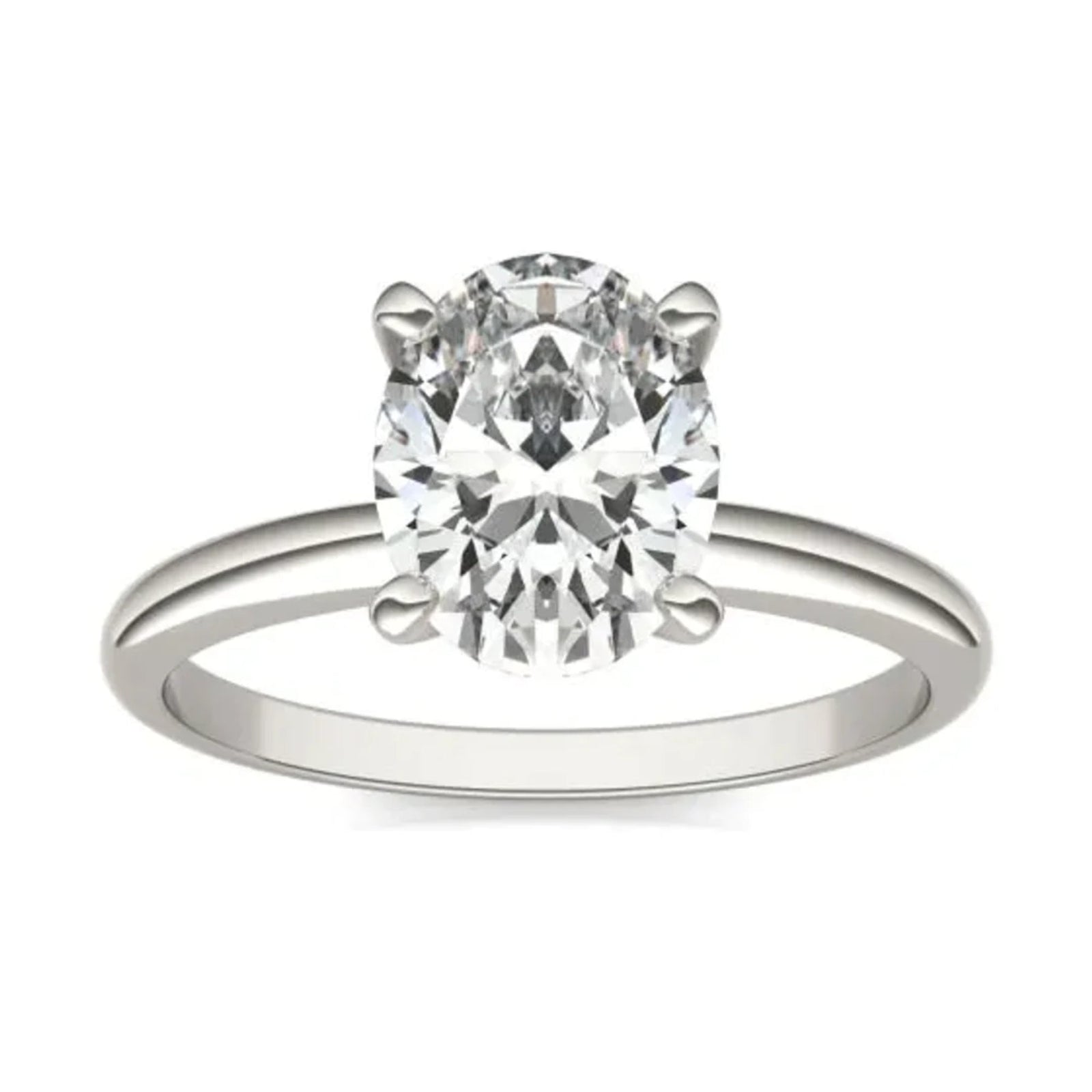 2.00 CTW AGI Certified  Oval Lab Grown Diamond Solitaire Engagement Ring in 14K White Gold (G-VS)-0