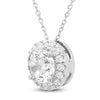 1.50 CTW AGI Certified Lab-Grown Diamond Halo Pendant Necklace in 14kt White Gold-1