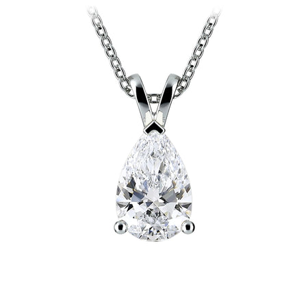 2.00 CTW AGI Certified Pear-Cut Lab-Grown Diamond (F/VS) Pendant in 14K White Gold