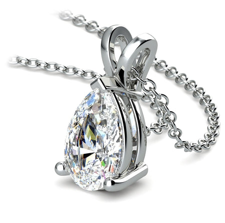 2.00 CTW AGI Certified Pear-Cut Lab-Grown Diamond (F/VS) Pendant in 14K White Gold