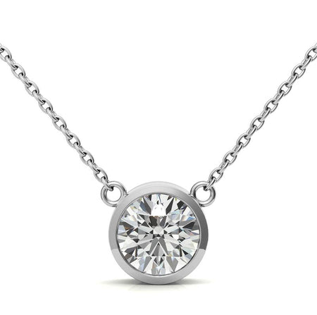 AGI Certified 2 CTW Round Brilliant Lab Grown Diamond Bezel Pendant in 14K Gold