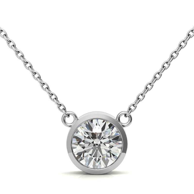 AGI Certified 2 CTW Round Brilliant Lab Grown Diamond Bezel Pendant in 14K Gold